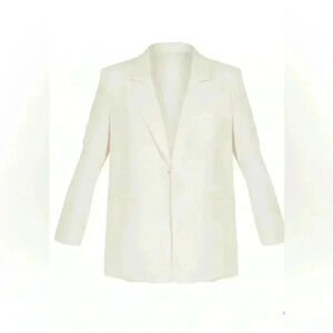 PrettyLittleThing Cream Oversized Dad Blazer Size 2